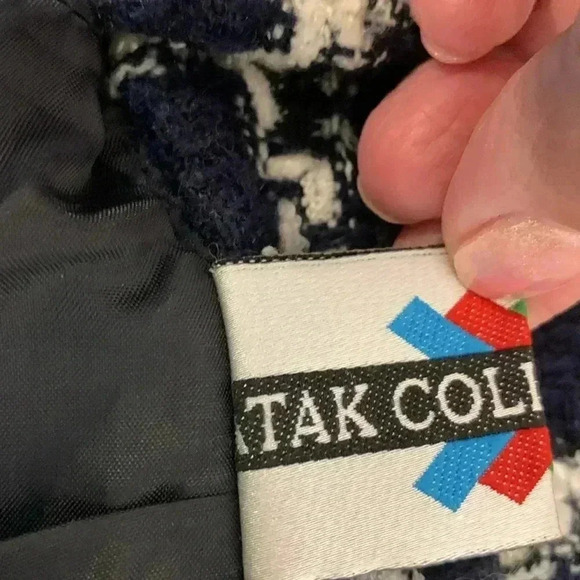 Atak  Collection White w Blue Wool Blend Skirt Size 38 - Picture 10 of 11